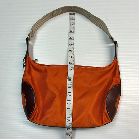 Lancel Paris (MCJE) Nylon Orange shoulder bag with Brown Leather Accents - Picture 13 of 13